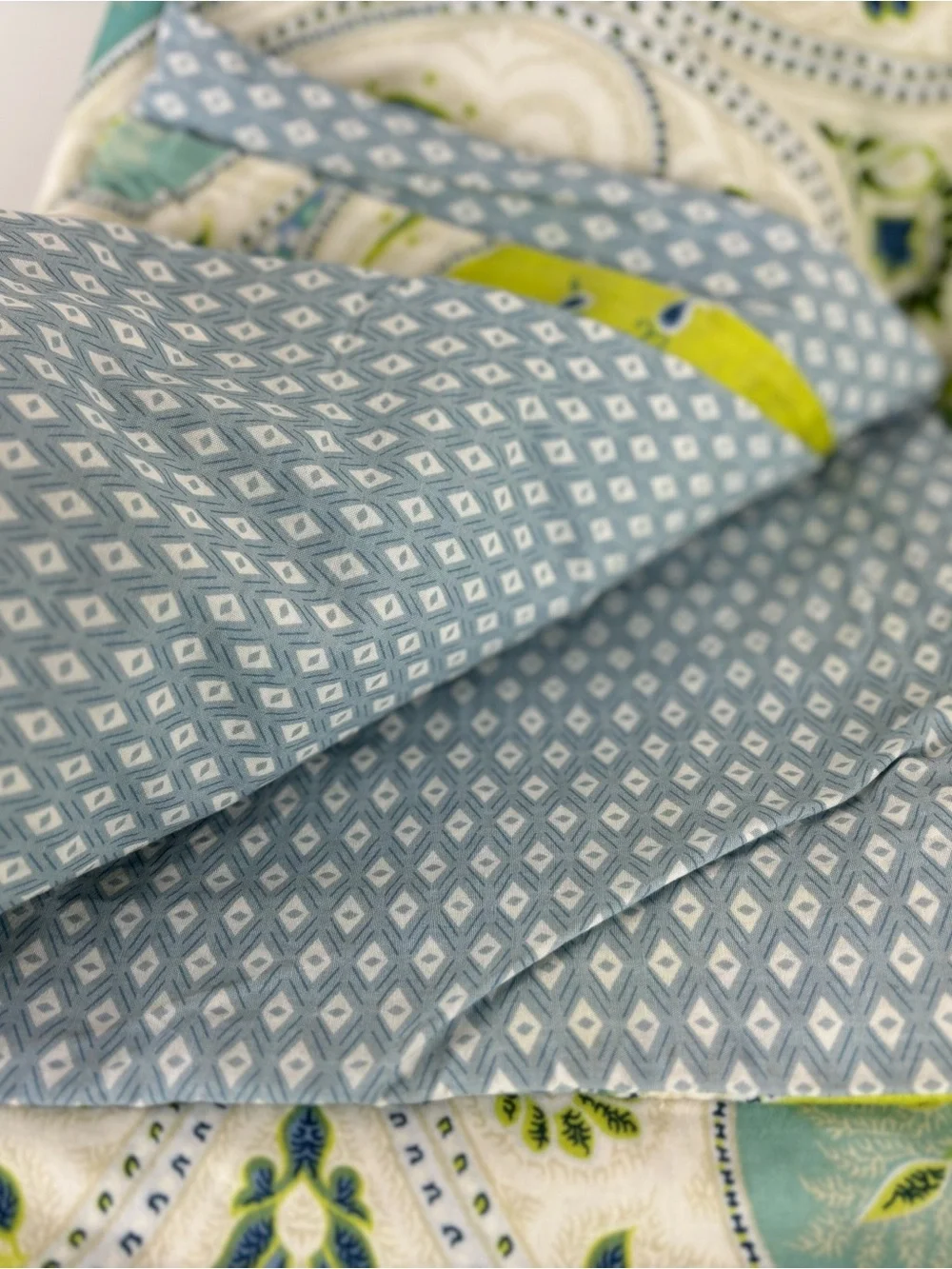 ECHO Design Duvet & Sham (2) set-“Sardinia” Paisley Print -Green & Blue F/Q